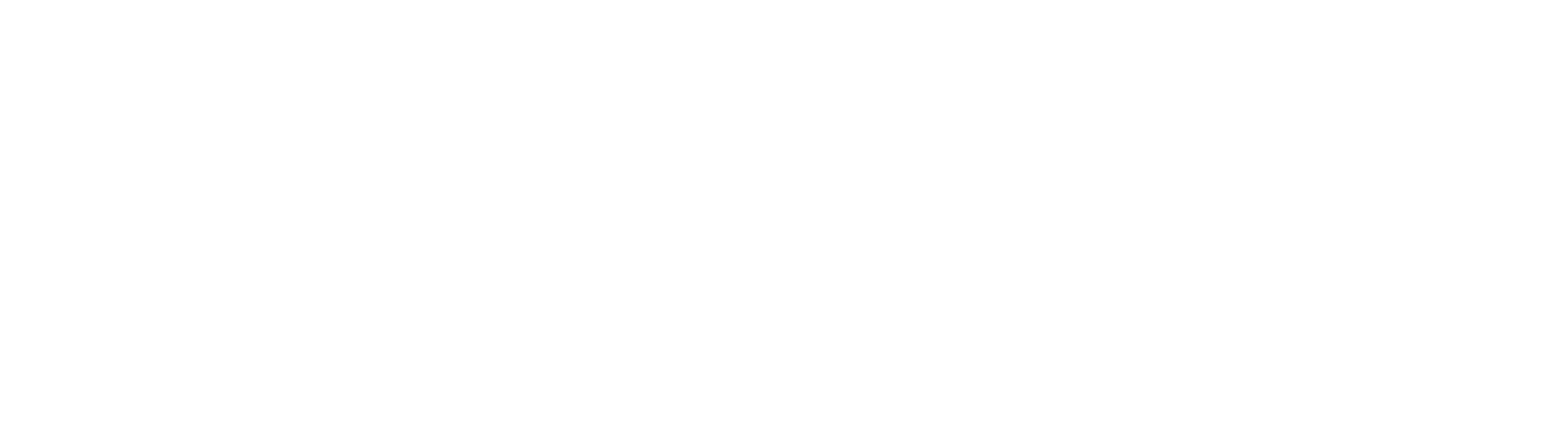 a white logo with the words chillum terrace apts on a black background